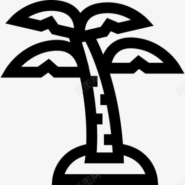 棕榈树野生动物7线状图标图标