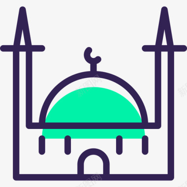 清真寺旅游51号绿影图标图标