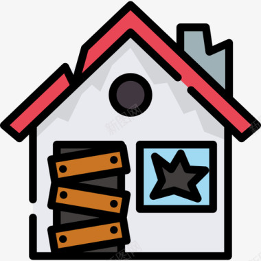 房子旅行地点表情符号3线性颜色图标图标