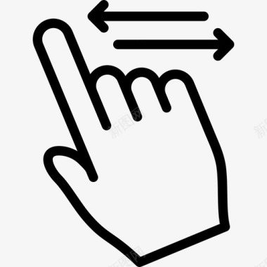 一个手指水平滚动触摸手势轮廓v2图标图标
