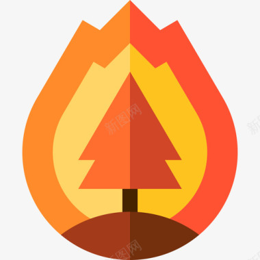 森林火灾自然灾害3平坦图标图标
