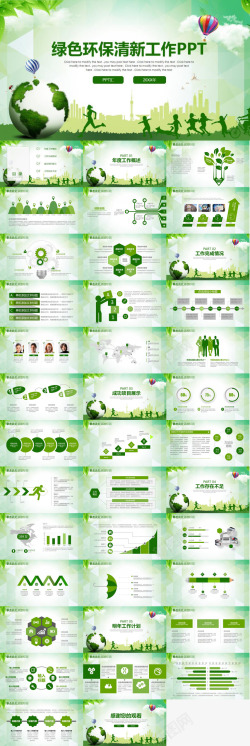 绿色背景绿色清新节能环保公益宣传工作总结汇报