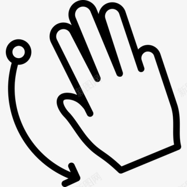 三个手指向下轻弹触摸手势轮廓v2图标图标