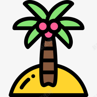 棕榈树巴西狂欢节8线形颜色图标图标