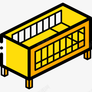 婴儿床家具38黄色图标图标