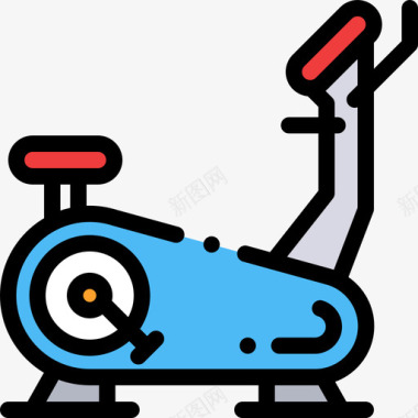 固定自行车健身器材6线颜色图标图标