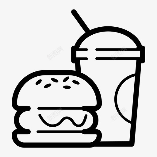快餐饮料汉堡图标svg_新图网 https://ixintu.com 在线购买食品 垃圾食品 快餐 汉堡 饮料