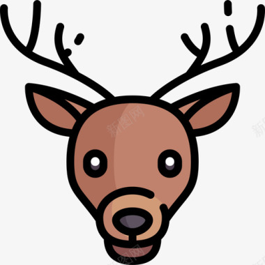 鹿动物和自然2线性颜色图标图标