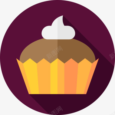 纸杯蛋糕甜点和糖果扁平图标图标