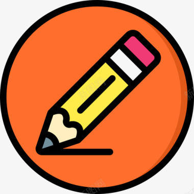 铅笔绘画和插图线颜色图标图标