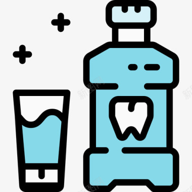 牙刷牙科学2线性颜色图标图标