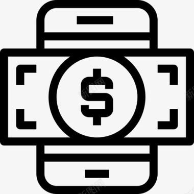 网上银行商业概念线性图标图标