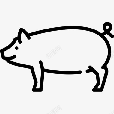 猪动物和自然3直系图标图标
