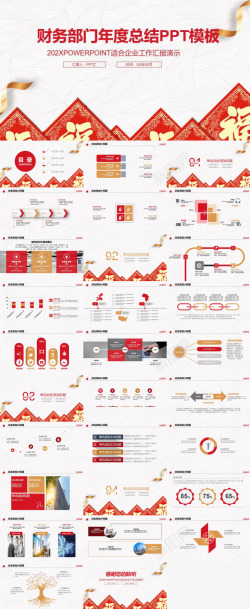 中国风红色背景中国风财务部门年度总结工作汇报