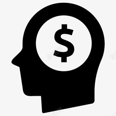 财务思维美元头脑图标图标