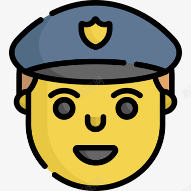 警察whatsapp笑脸2线性颜色图标图标