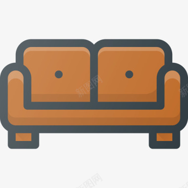 沙发室内家具3线性颜色图标图标