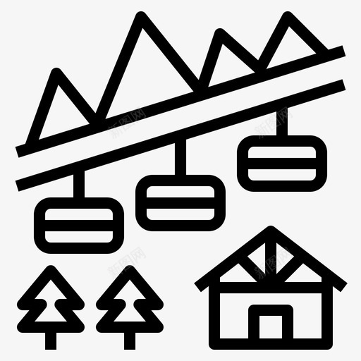 滑雪场缆车山地图标svg_新图网 https://ixintu.com 冬季 山地 旅游 滑雪场 缆车