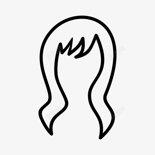 头发头长发图标svg_新图网 https://ixintu.com 头 头发 女人发型 长发