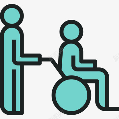 残疾救援4线性颜色图标图标