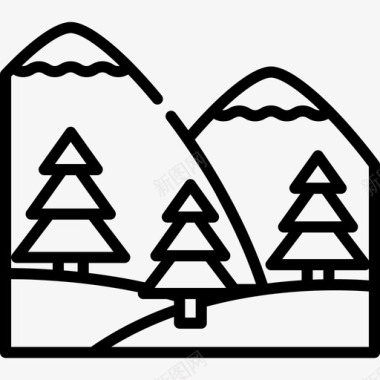 景观冬季自然9线性图标图标