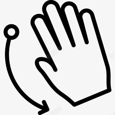四个手指向下轻弹触摸手势轮廓v2图标图标
