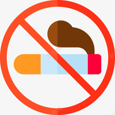 禁止吸烟信号和禁令3平面图图标图标