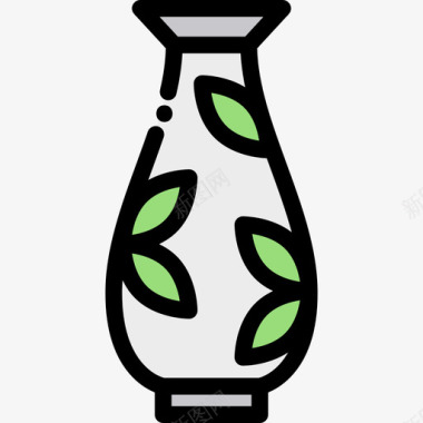 花瓶瓷器10线性颜色图标图标