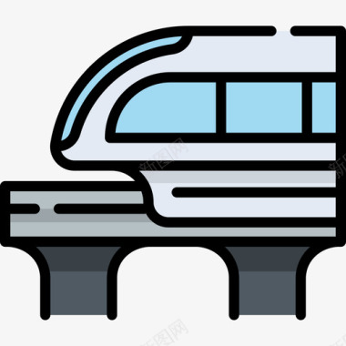 火车旅行地点表情符号3线颜色图标图标