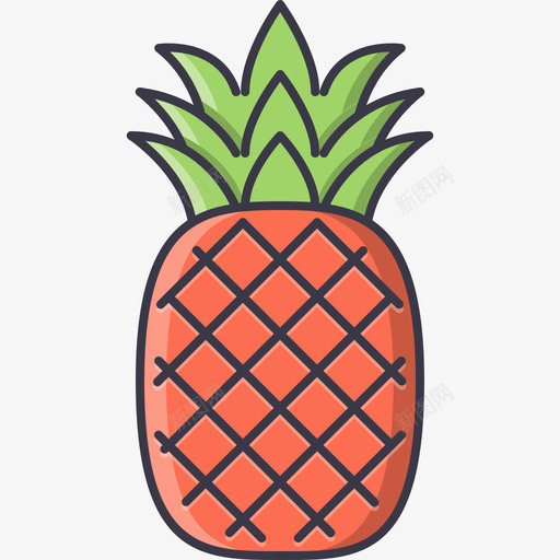 菠萝食物54颜色图标svg_新图网 https://ixintu.com 菠萝 颜色 食物54