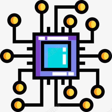 Cpu机器人15线性颜色图标图标