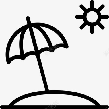太阳伞旅行52直线型图标图标