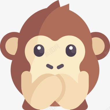 猴子动物和自然扁平图标图标