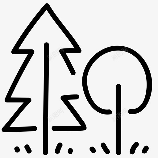 树木森林手绘图标svg_新图网 https://ixintu.com 手绘 树木 森林 涂鸦露营 自然