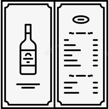 葡萄酒菜单22号餐厅线性图标图标