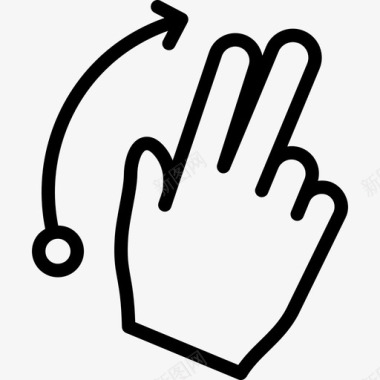 两个手指向右轻弹两个手指向右弹触摸手势轮廓v2图标图标