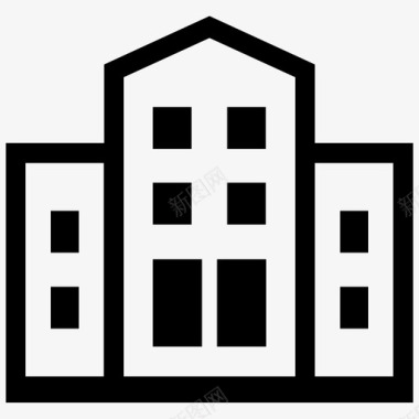 教育机构建筑物学院图标图标