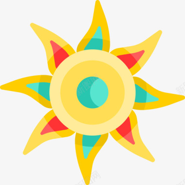 太阳波西米亚风格4平坦图标图标