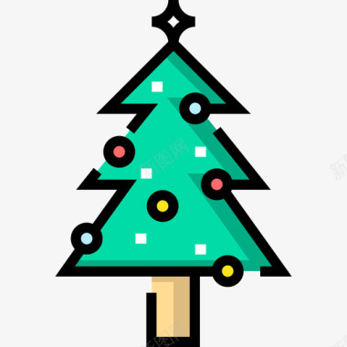 圣诞树圣诞68线形颜色图标图标