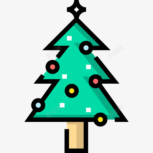 圣诞树圣诞68线形颜色图标svg_新图网 https://ixintu.com 圣诞68 圣诞树 线形颜色
