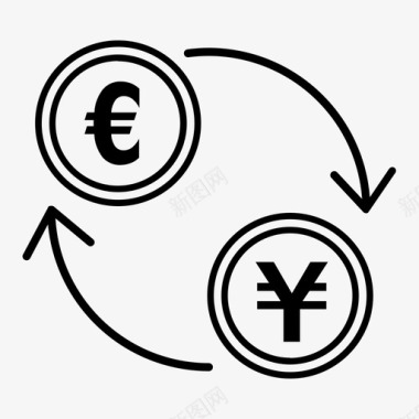 货币兑换硬币欧元图标图标