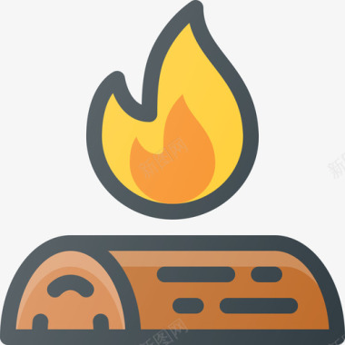 篝火烧烤3线性颜色图标图标