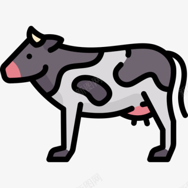 牛动物和自然2线性颜色图标图标