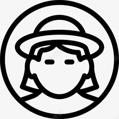 戴帽子的女人个人资料夏季帽子图标图标