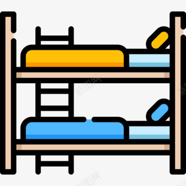 双层床早餐原色图标图标