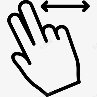 两个手指水平滑动触摸手势轮廓v2图标图标
