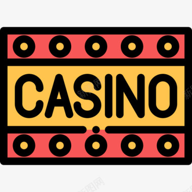 赌场赌博博彩线性颜色图标图标