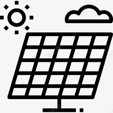太阳能电池板环境10线性图标图标