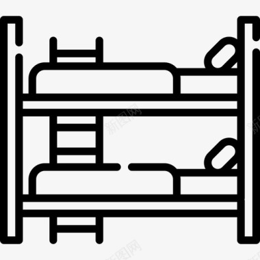 双层床早餐2线性图标图标