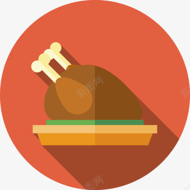 烤鸡感恩节16平淡图标图标